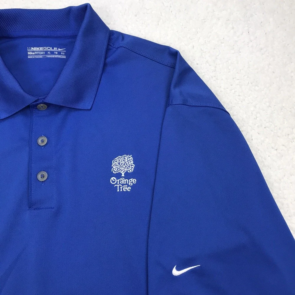 Orange Tree Golf Nike Fit Dry Polo Shirt Mens XL Blue Embroidered Logo Casual AR